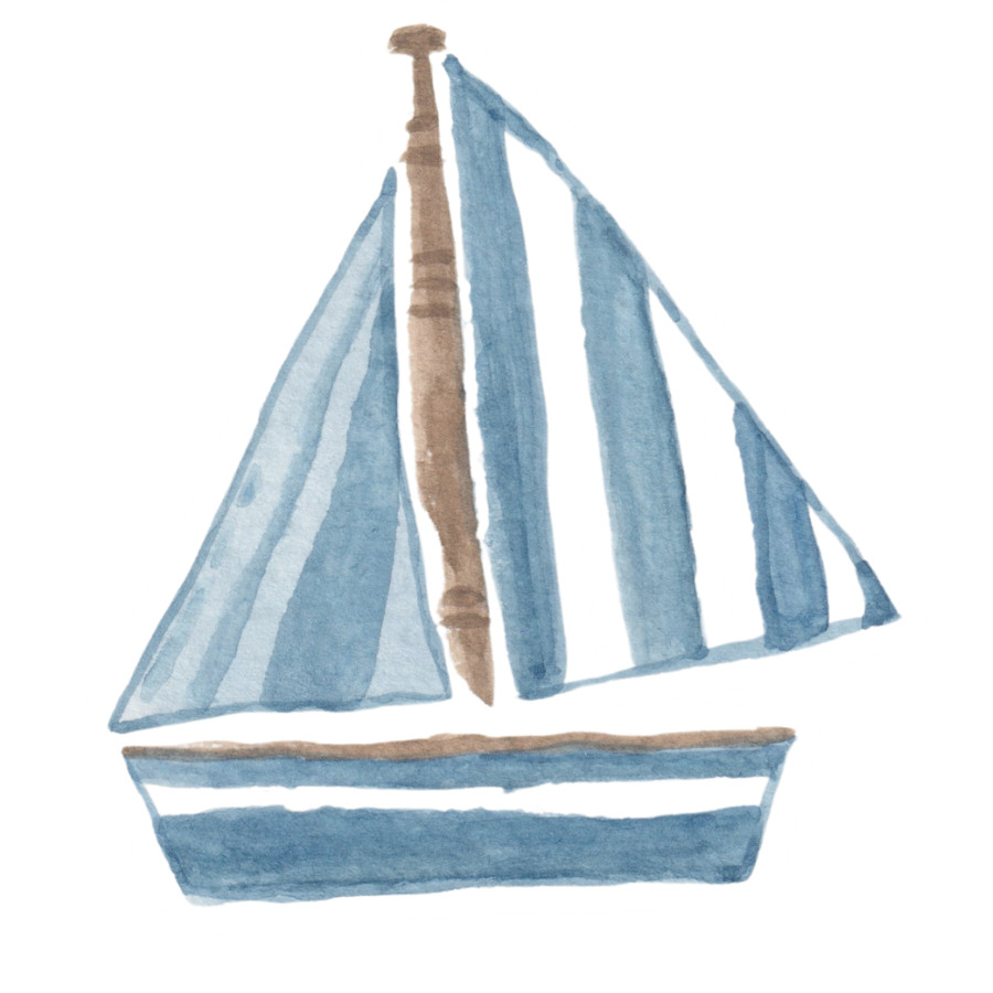 Blue Striped Sailboat Watercolor Sticker