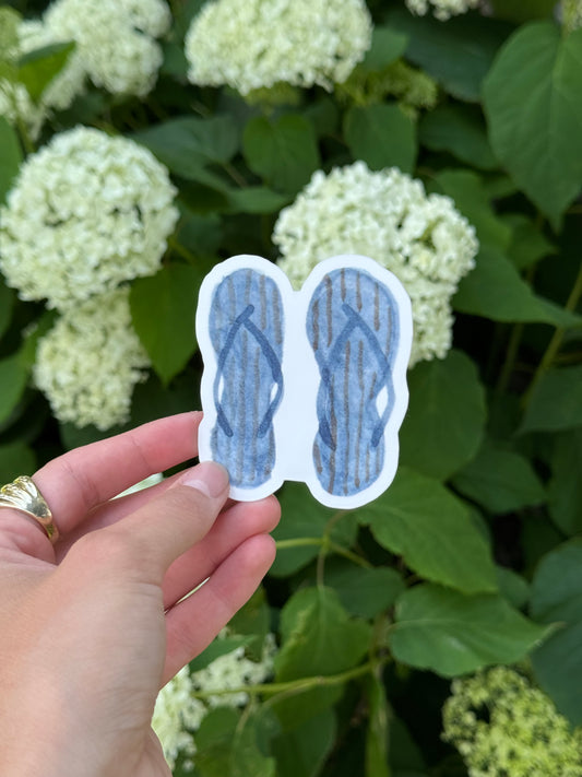 Blue Striped Flip Flops Watercolor Sticker