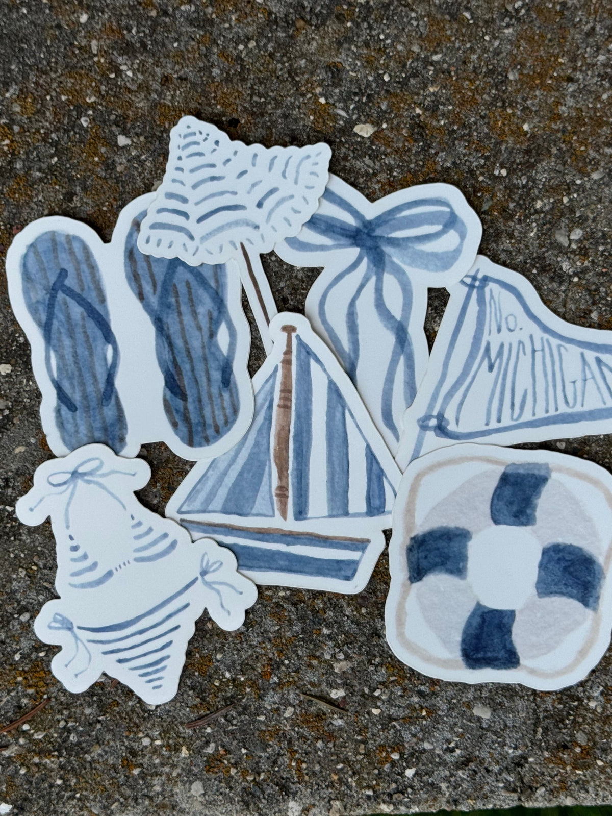 Blue Striped Flip Flops Watercolor Sticker