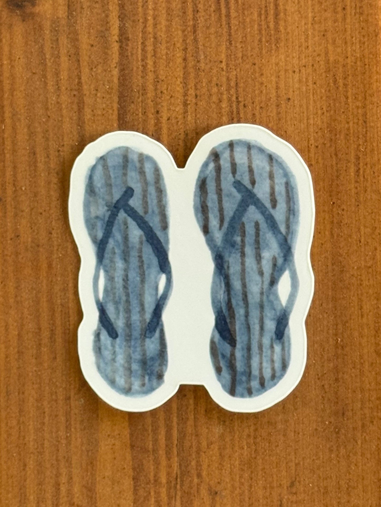 Blue Striped Flip Flops Watercolor Sticker