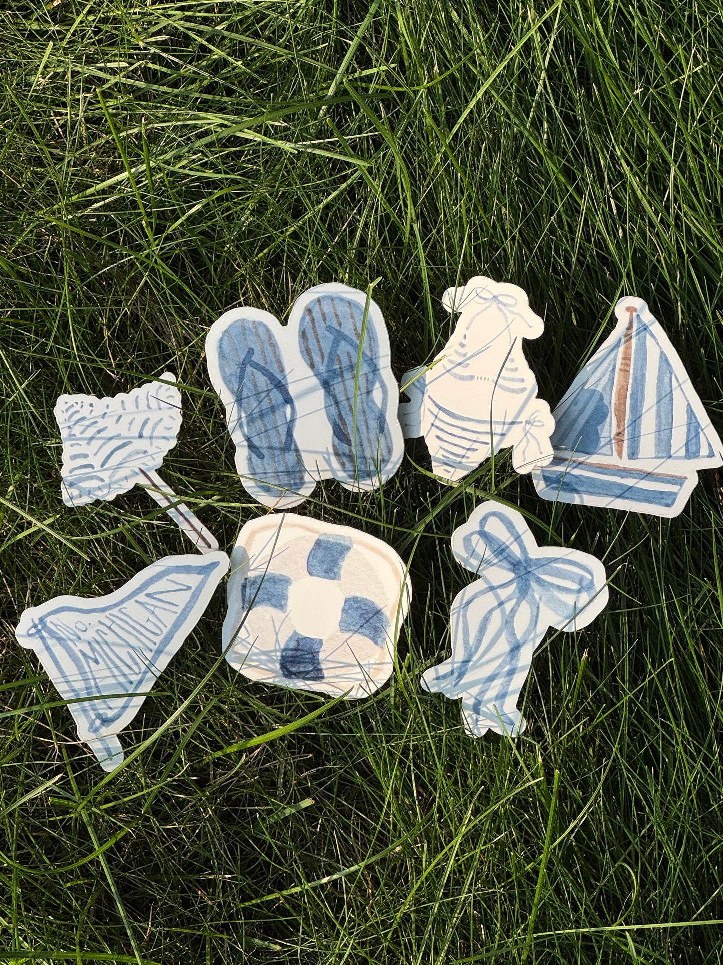Blue Striped Flip Flops Watercolor Sticker