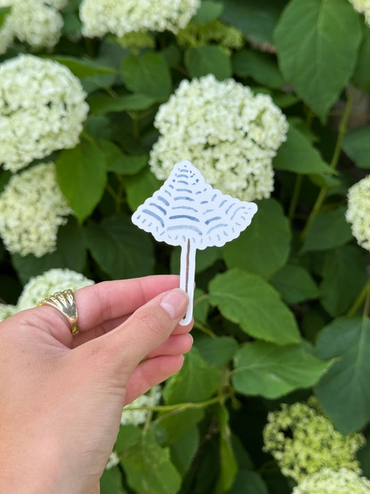 Blue Striped Umbrella Watercolor Sticker