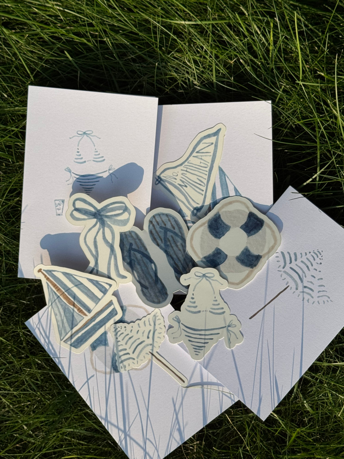 Blue Striped Flip Flops Watercolor Sticker