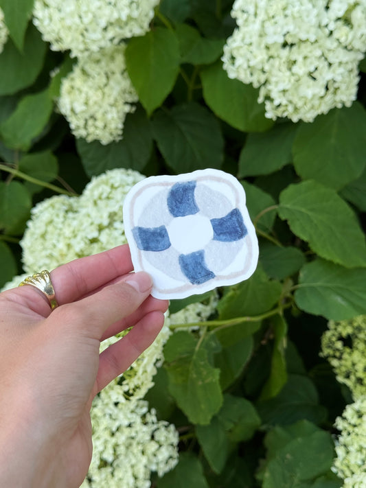 Blue Watercolor Life Preserver Sticker