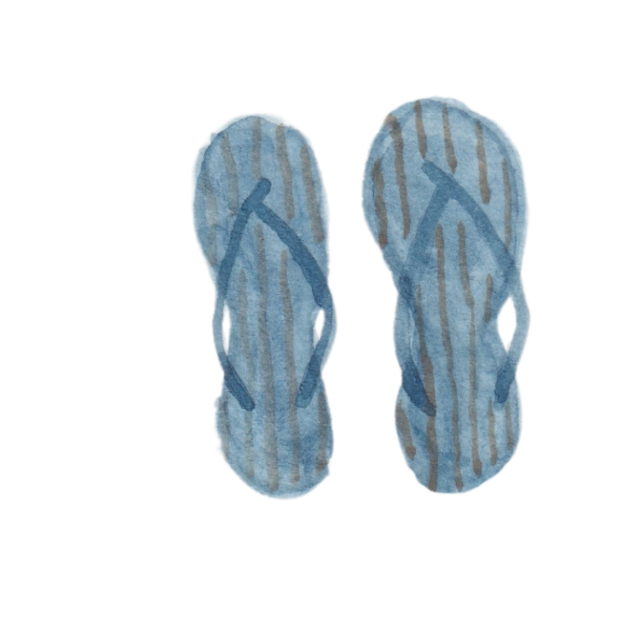 Blue Striped Flip Flops Watercolor Sticker